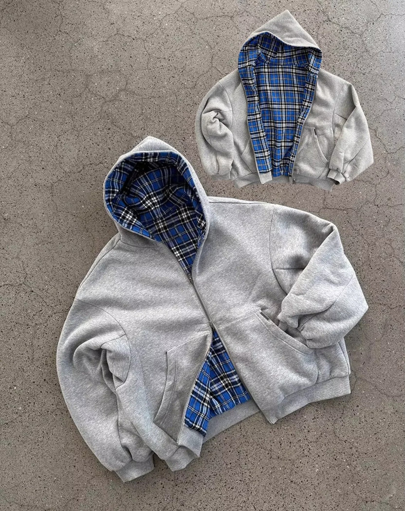 Zip Up Flannel Hoodie